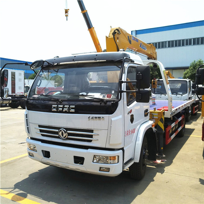 4 Tons Dongfeng Euro 3 Slide Bed Recovery Truck With Telescopic Crane