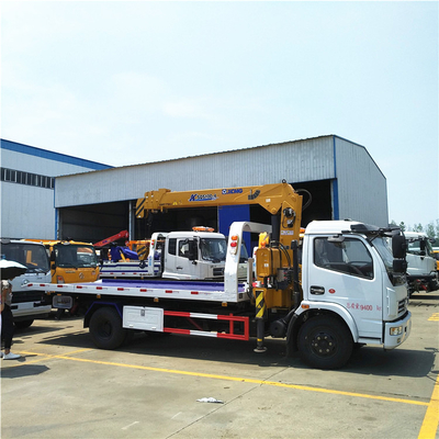 4 Tons Dongfeng Euro 3 Slide Bed Recovery Truck With Telescopic Crane