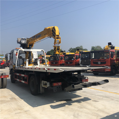 4x2 Euro 3 Dongfeng 8000kg Self Loader Tow Truck With 5 Tons Telescopic Crane