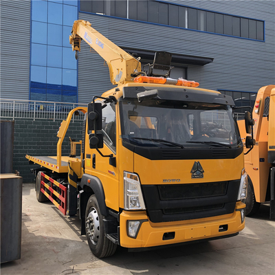 4x2 Euro 6 Howo Sinotruck 8 Tons Flatbed Wrecker Truck Mounted Crane