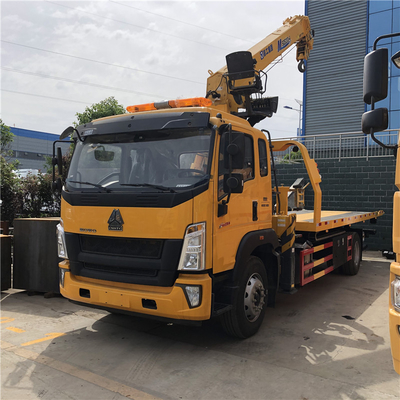4x2 Euro 6 Howo Sinotruck 8 Tons Flatbed Wrecker Truck Mounted Crane
