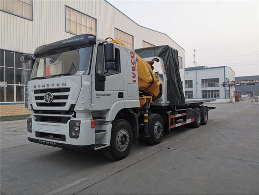 8x4 Euro 6 IVECO 10 Tons Flatbed Wrecker Truck With Knuckle Crane