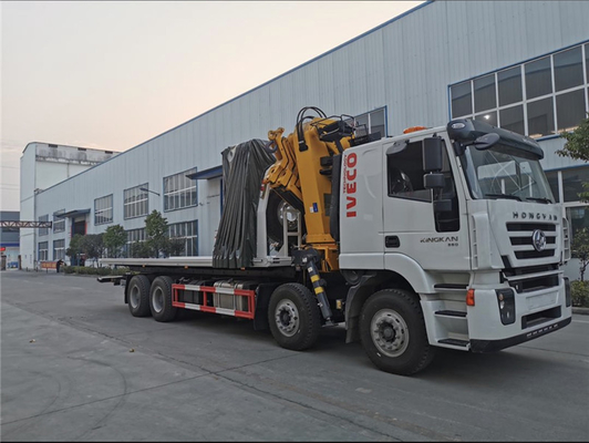 8x4 Euro 6 IVECO 10 Tons Flatbed Wrecker Truck With Knuckle Crane
