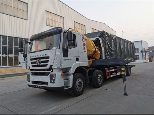 8x4 Euro 6 IVECO 10 Tons Flatbed Wrecker Truck With Knuckle Crane