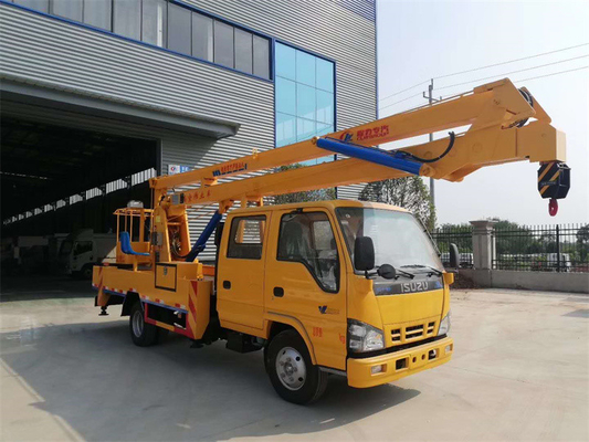 4x2 ISUZU 14m High Altitude Aerial Work Truck With Fold Arm Double Row Cabin