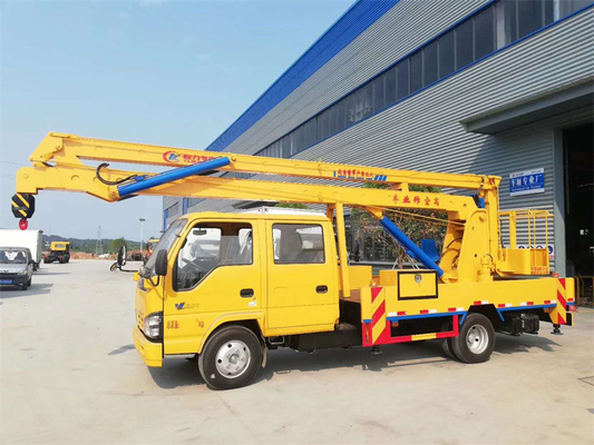 4x2 ISUZU 14m High Altitude Aerial Work Truck With Fold Arm Double Row Cabin