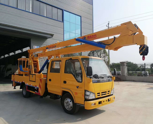 4x2 ISUZU 14m High Altitude Aerial Work Truck With Fold Arm Double Row Cabin