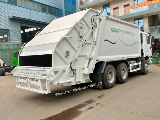 15 Ton 6x4 SHACMAN Garbage Truck With Hydraulic Lifter Garbage Bin