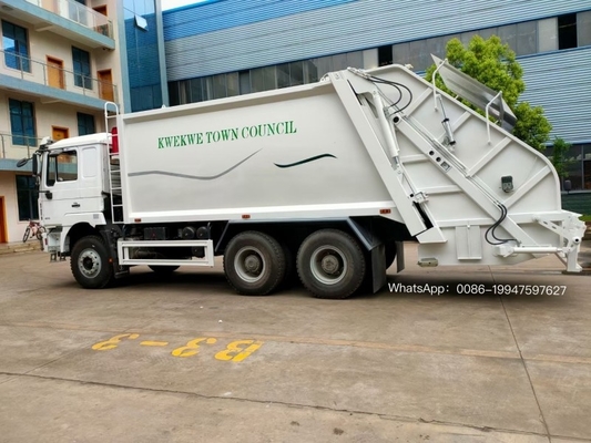 15 Ton 6x4 SHACMAN Garbage Truck With Hydraulic Lifter Garbage Bin