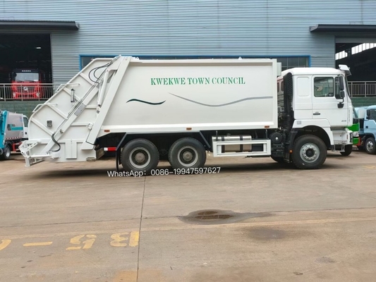15 Ton 6x4 SHACMAN Garbage Truck With Hydraulic Lifter Garbage Bin